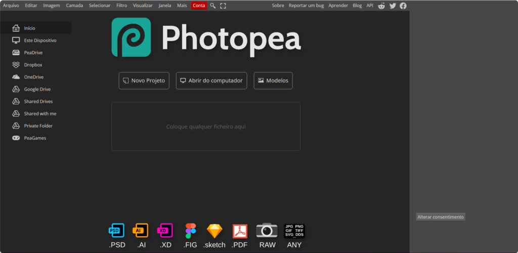 interface do photopea