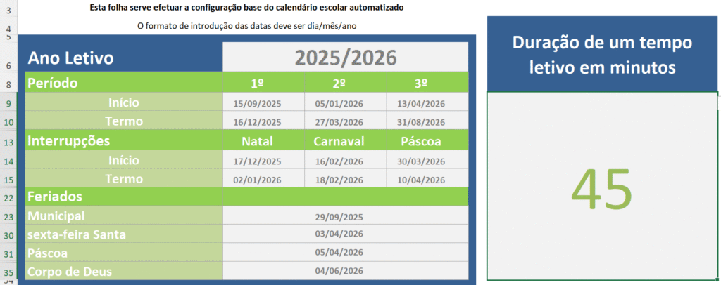 calendário escolar 2025/2026 em Excel. Um calendário desenvolvido por Rui Costa e disponibilizado gratuitamente aqui no Estudantes Digitais