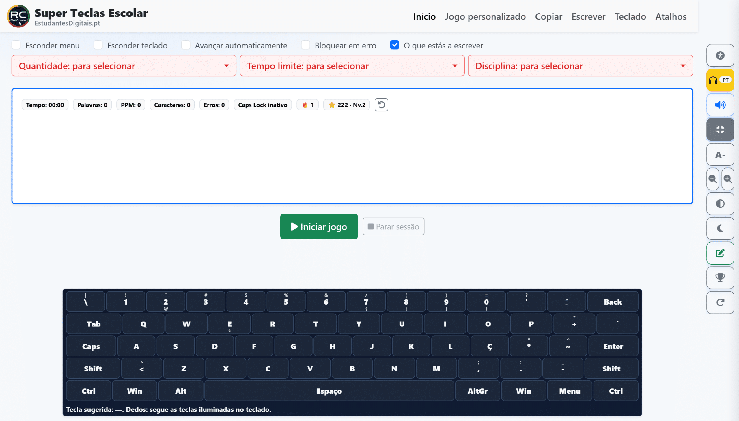 jogo de digitação