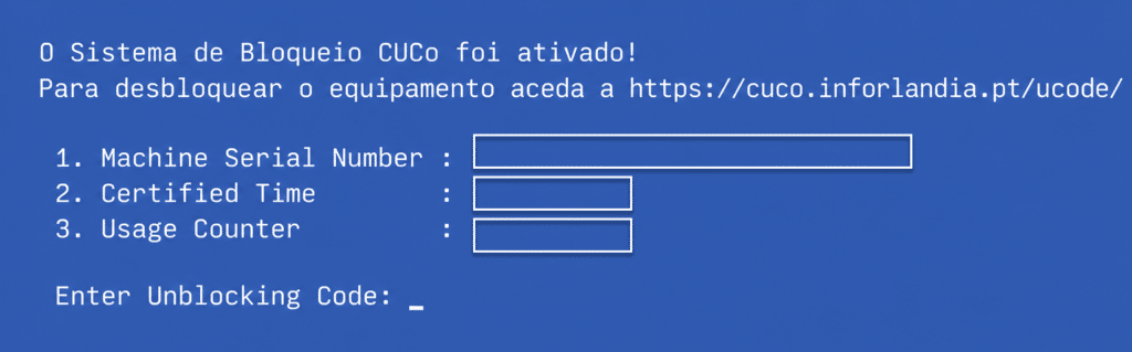 CUCO voltou a bloquear: ecrã azul de bloqueio do Kit Escola Digital